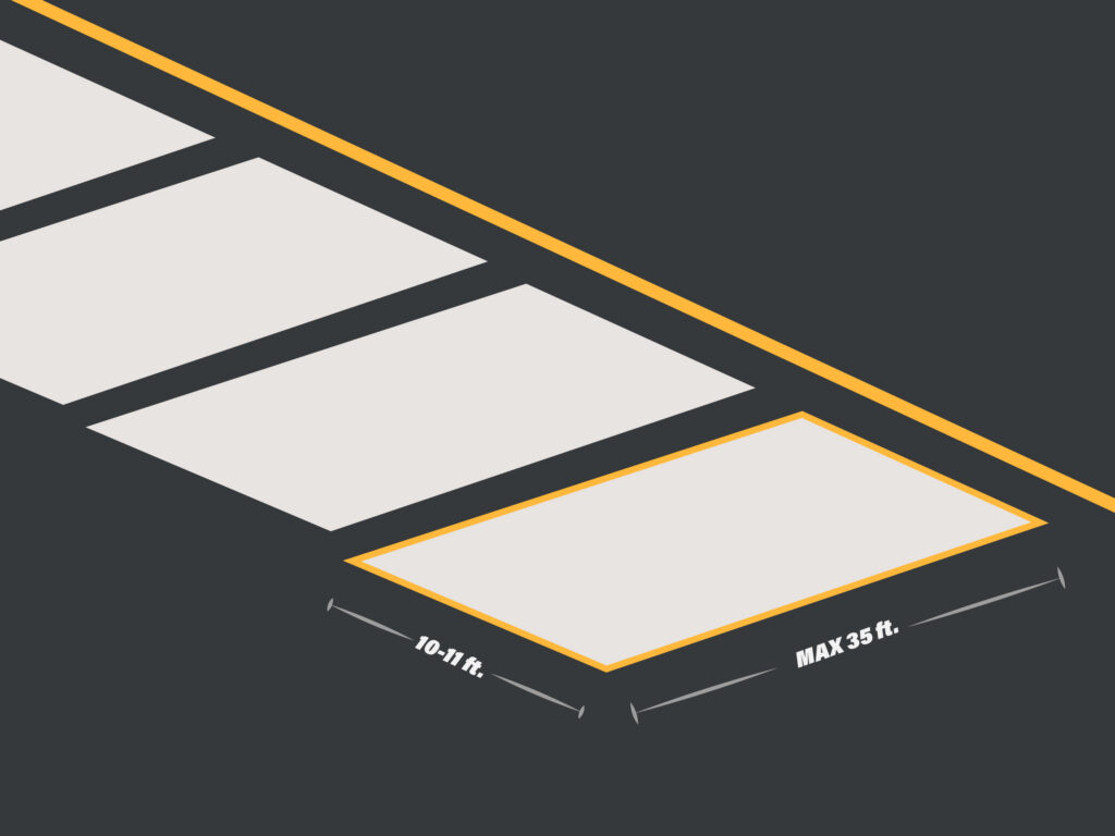 10-11' WIDE, MAX 35' LONG - OUTDOOR PARKING SPACES